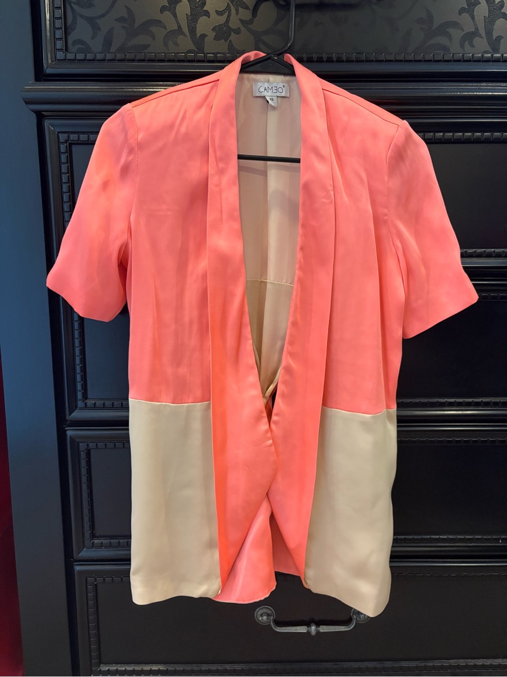 3/$15 Cameo Pink & Beige Short Sleeve Draped Tunic
